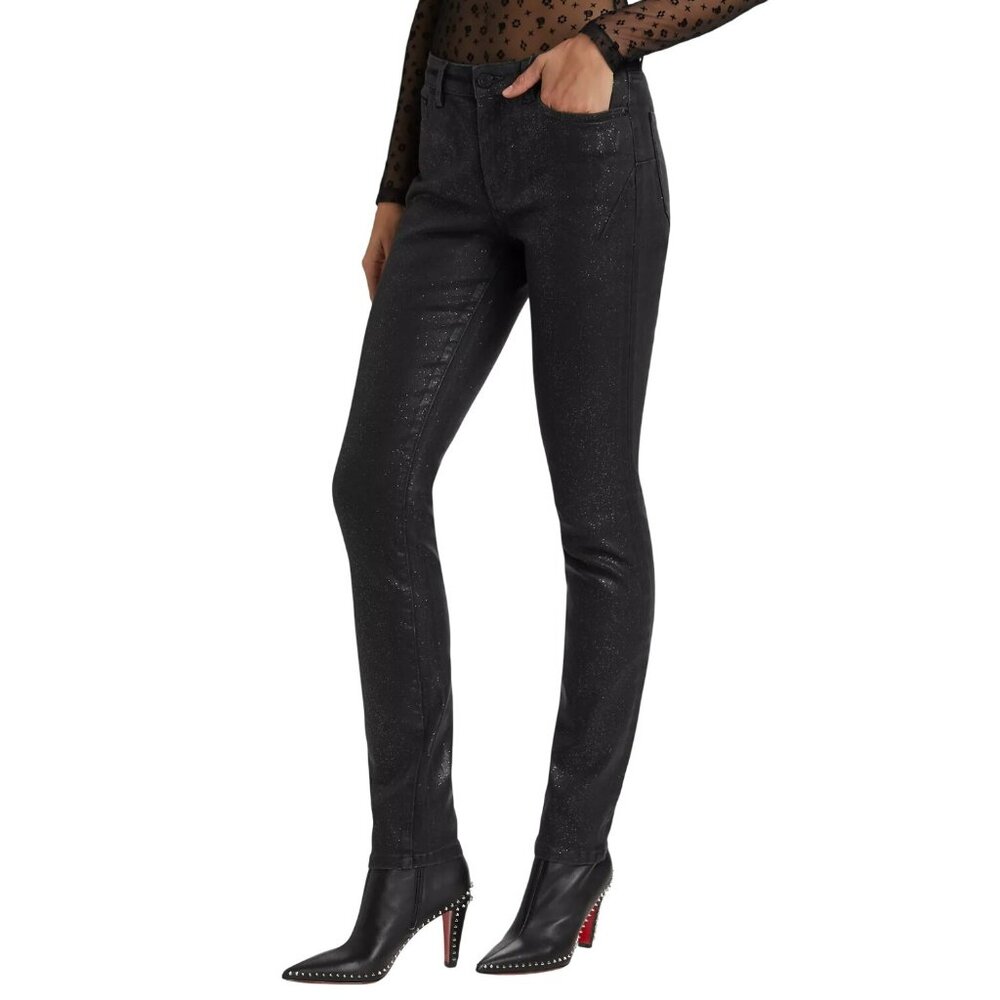 NWT L&B Mid Rise Ankle Skinny Jeans Size 4 Black Denim Shine Finish
